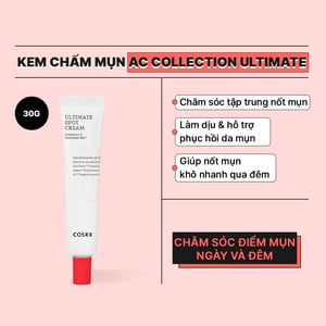 Kem chấm mụn Cosrx Ultimate Spot Cream 30g giúp giảm mụn nhanh chóng.