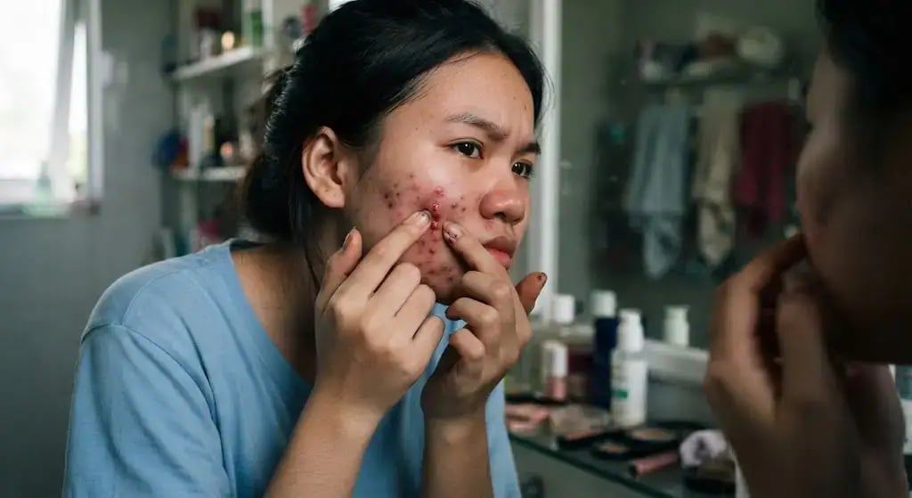 Thói quen nặn mụn gây viên nhiểm chéo