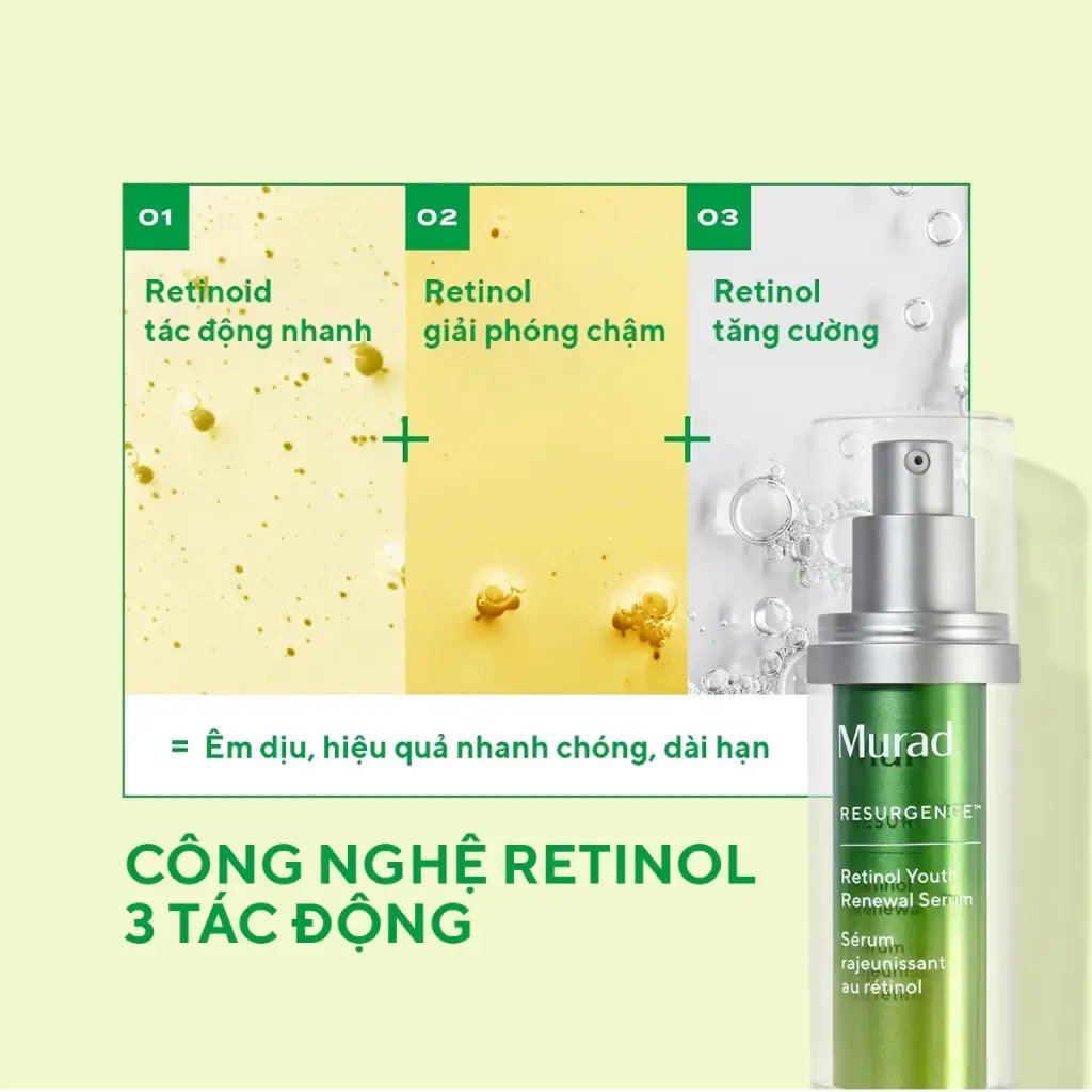 Công nghệ Tinh chất mờ nếp nhăn Murad Retinol Youth Renewal Serum 30ml
