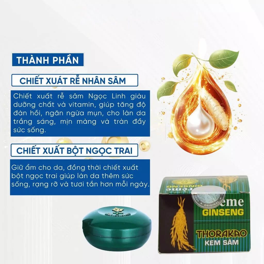 Thành phần kem sâm Thorakao