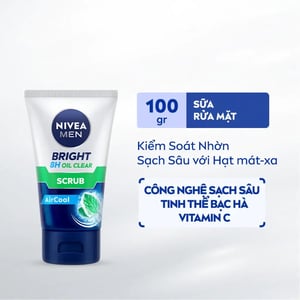 Sữa rửa mặt NIVEA MEN Bright 8H Oil Clear Scrub