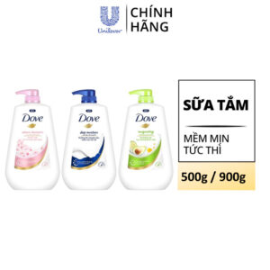 Sữa tắm dưỡng thể Dove chăm da mềm mịn tức thì với dưỡng chất lợi khuẩn da 500g/900g