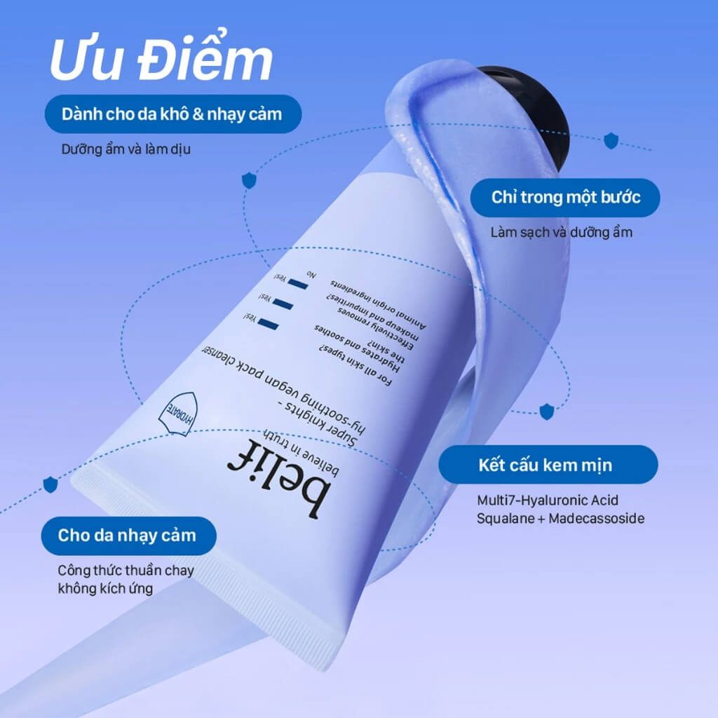 Ưu điểm Belif Super Knights Hy-Soothing Vegan Pack Cleanser Ưu điểm Belif Super Knights Hy-Soothing Vegan Pack Cleanser